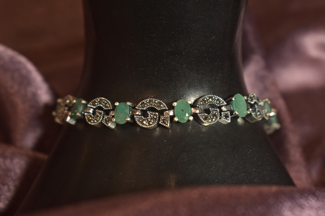 Green Stone Silver Bracelet