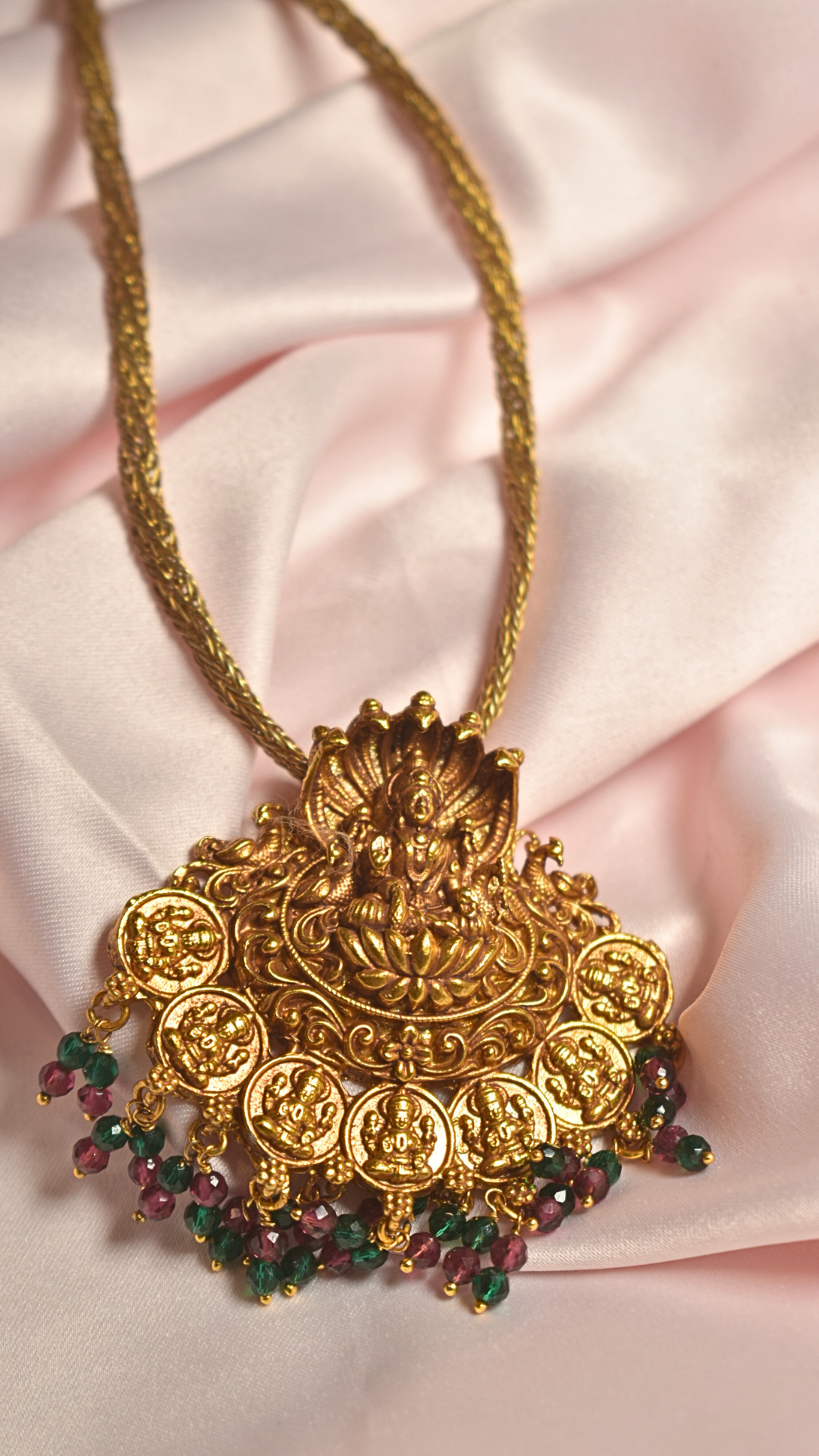Divine Lakshmi Coin Pendant Necklace