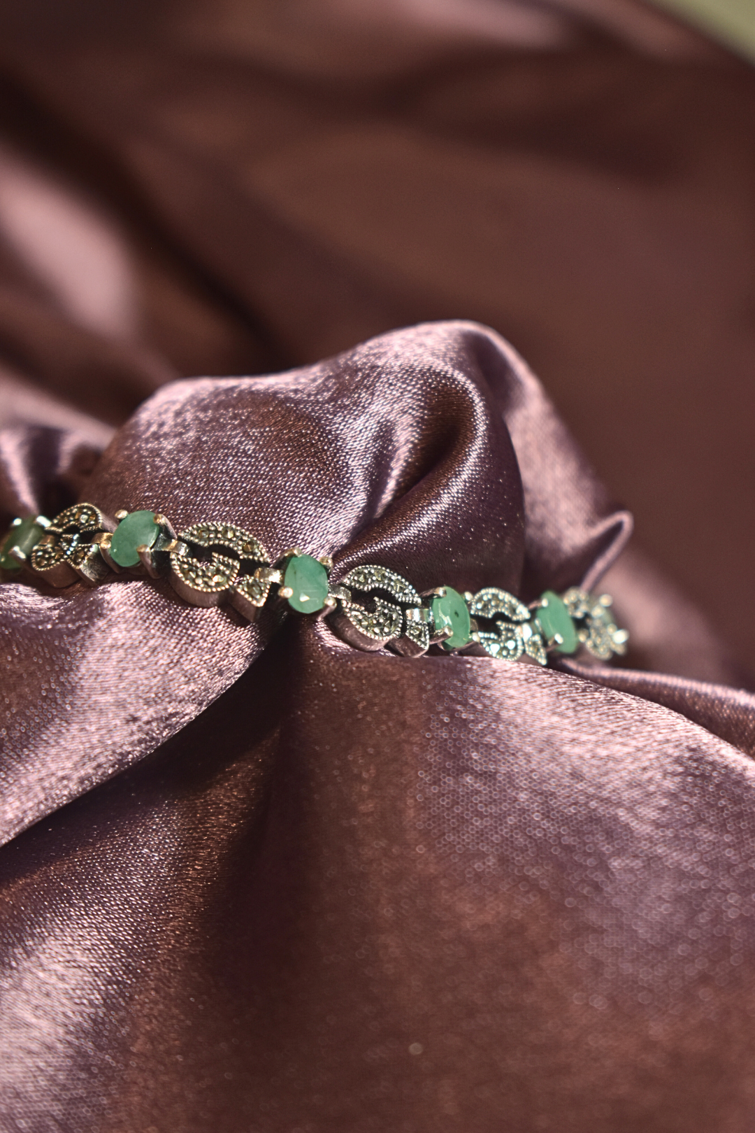Green Stone Silver Bracelet