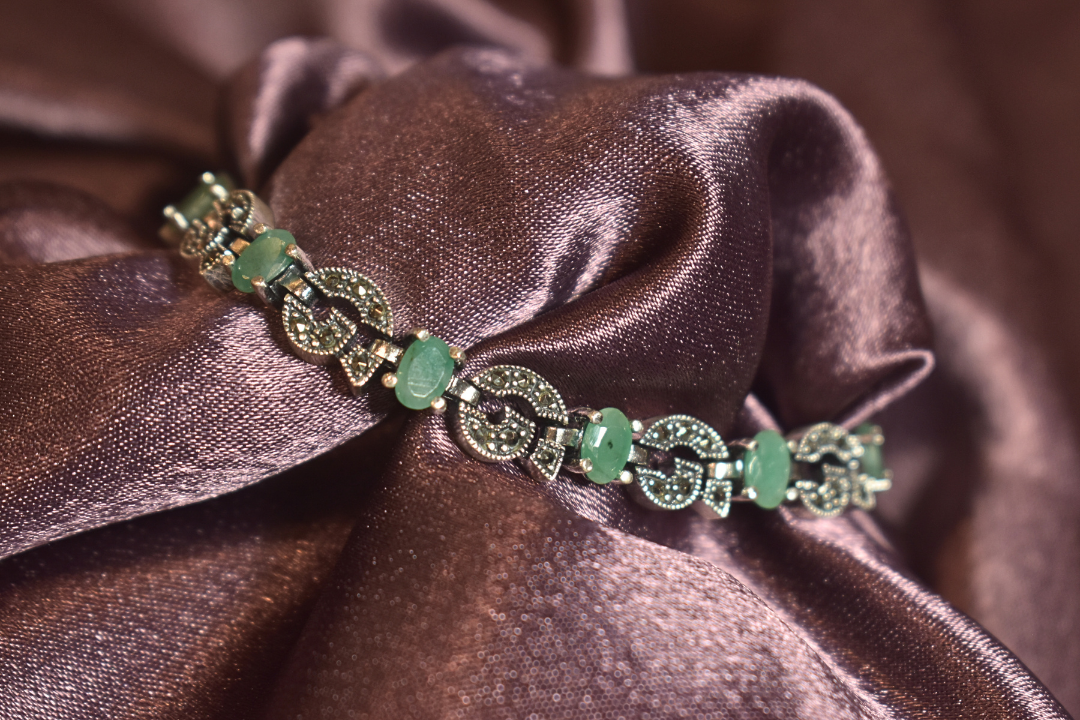 Green Stone Silver Bracelet
