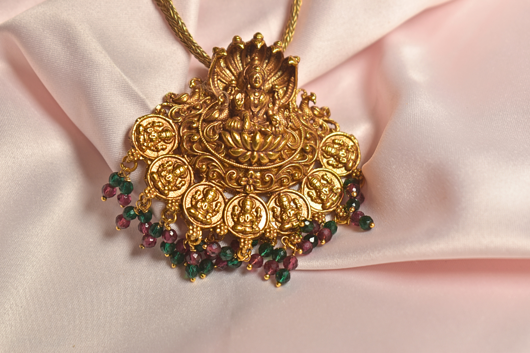 Divine Lakshmi Coin Pendant Necklace